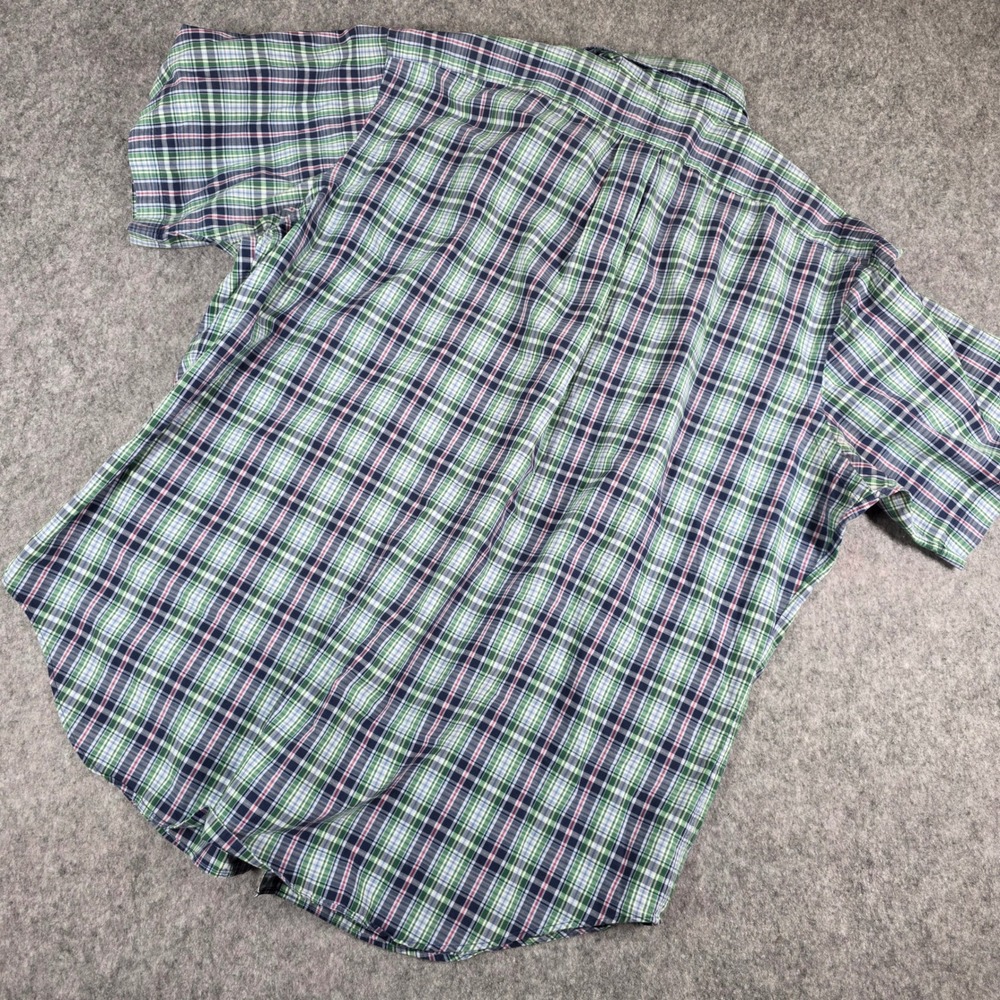 Ralph Lauren Plaid Shirt Green Blue‎ Classic Short Sleeve Button XL Preppy Pony - Picture 3 of 8